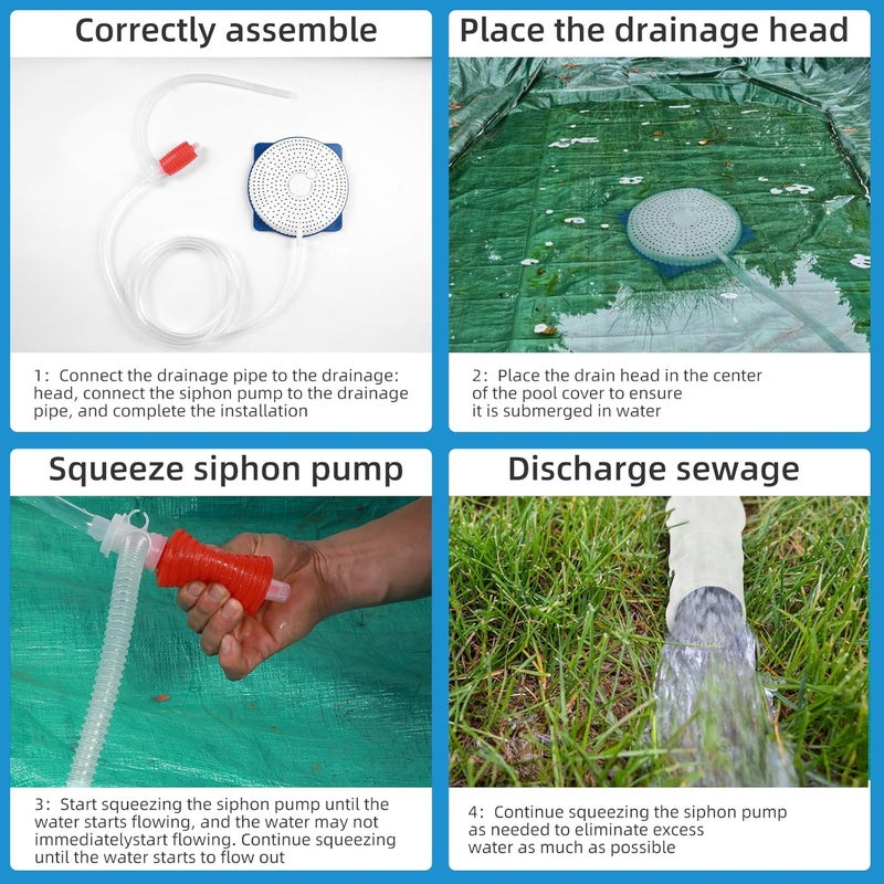 AQUAFLY Pool Cover Pump Siphon, Automatic Above Ground Pool Water Pump, White, Round, Plastic, Siphon Mechanism, Effortless Pool Drainage - Image 4